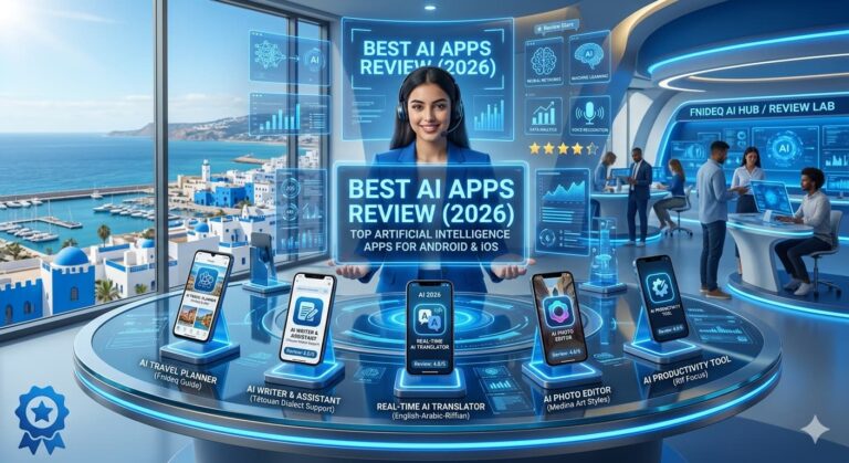Best AI Apps Review 2026 showing artificial intelligence apps on a smartphone screen