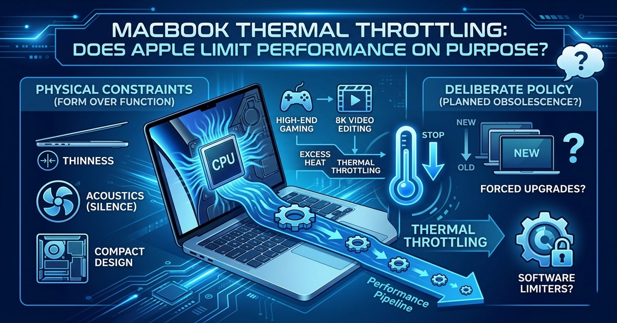 MacBook thermal throttling test with external cooling setup improving performance